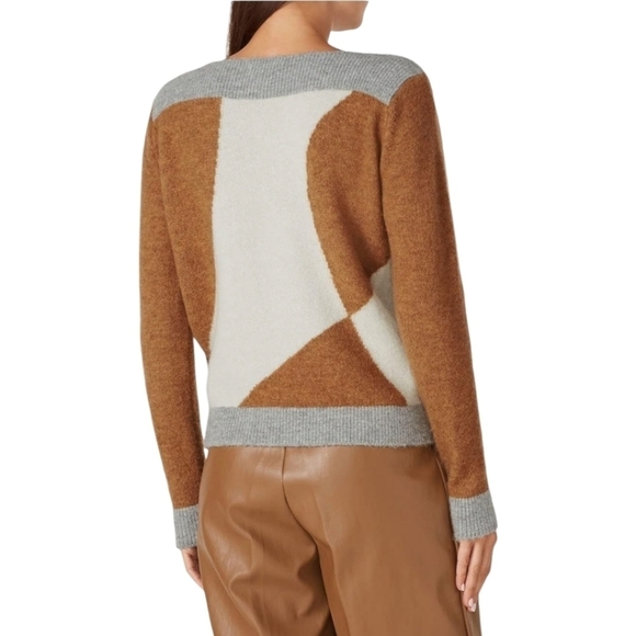 Sita Murt Colorblock Grey Tan Cream Alpaca-Blend Boatneck Sweater - Picture 2 of 8